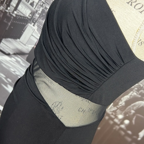 Laundry Shelli Segal Black Slit One Shoulder Gown Maxi Dress Mesh Waist Detail 8 - Picture 5 of 10